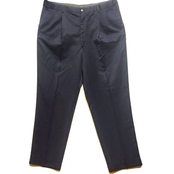 Bill Blass Pants Pleated Slacks Trousers 40x32 blue cuffed hems adjustable waist - Picture 1 of 9